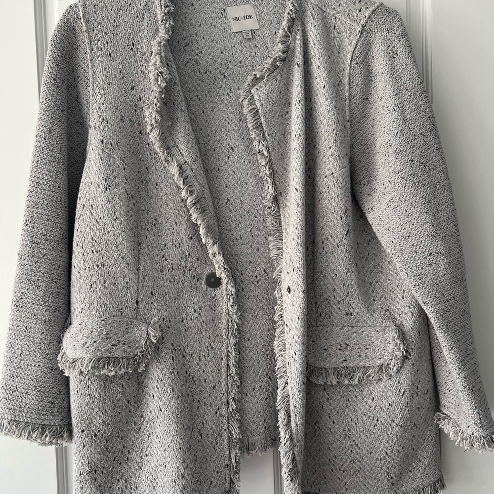 NIC+ZOE Textured Gray Cardigan